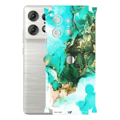 Motorola Phone Skins (All Models) - The Blue Gold Marble - Matte Finish (M-124) Motorola Edge 50 PRO (5G)