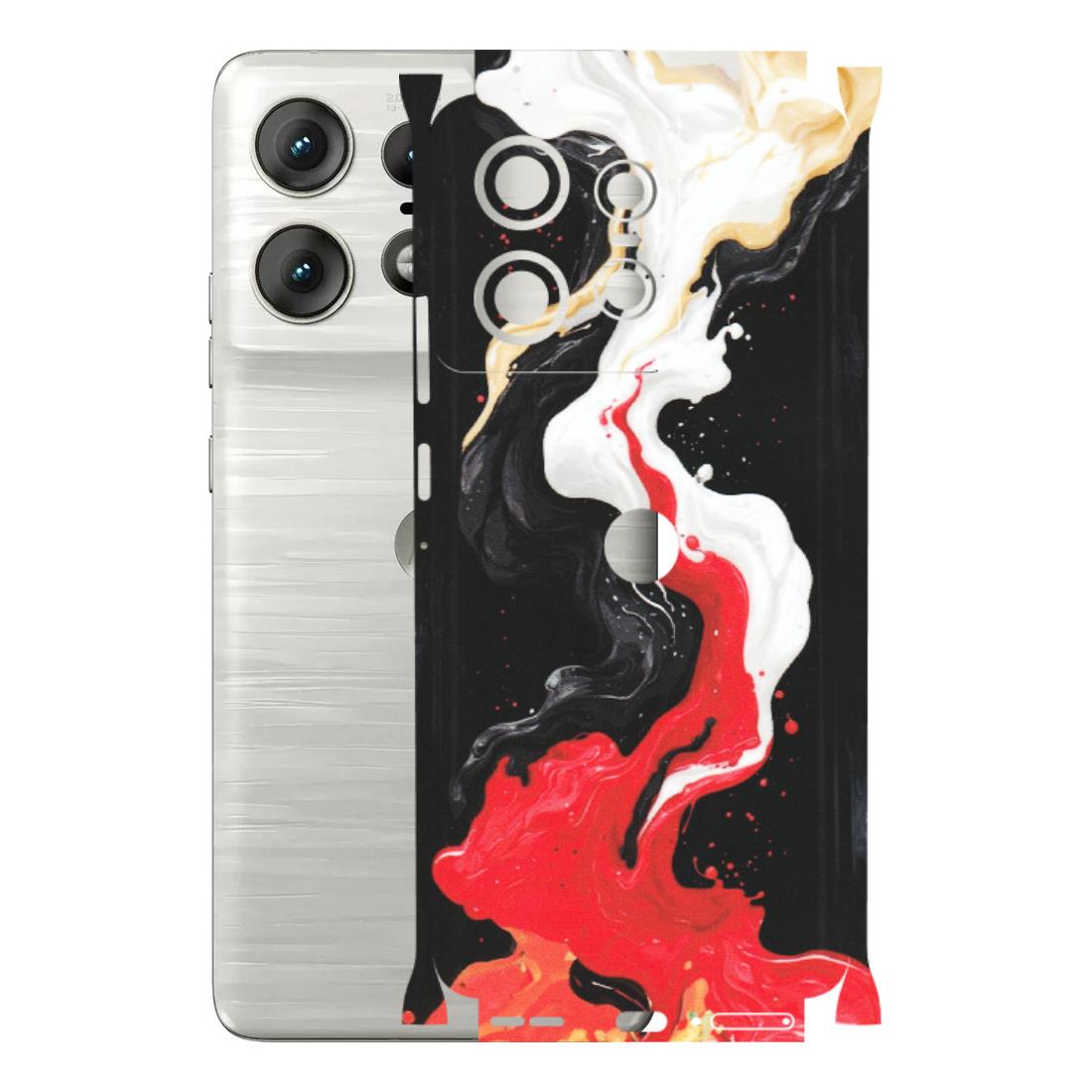 Motorola Phone Skins (All Models) - Black Red White Paint Splash Fusion - Matte Finish (M-56) Motorola Edge 50 PRO (5G)