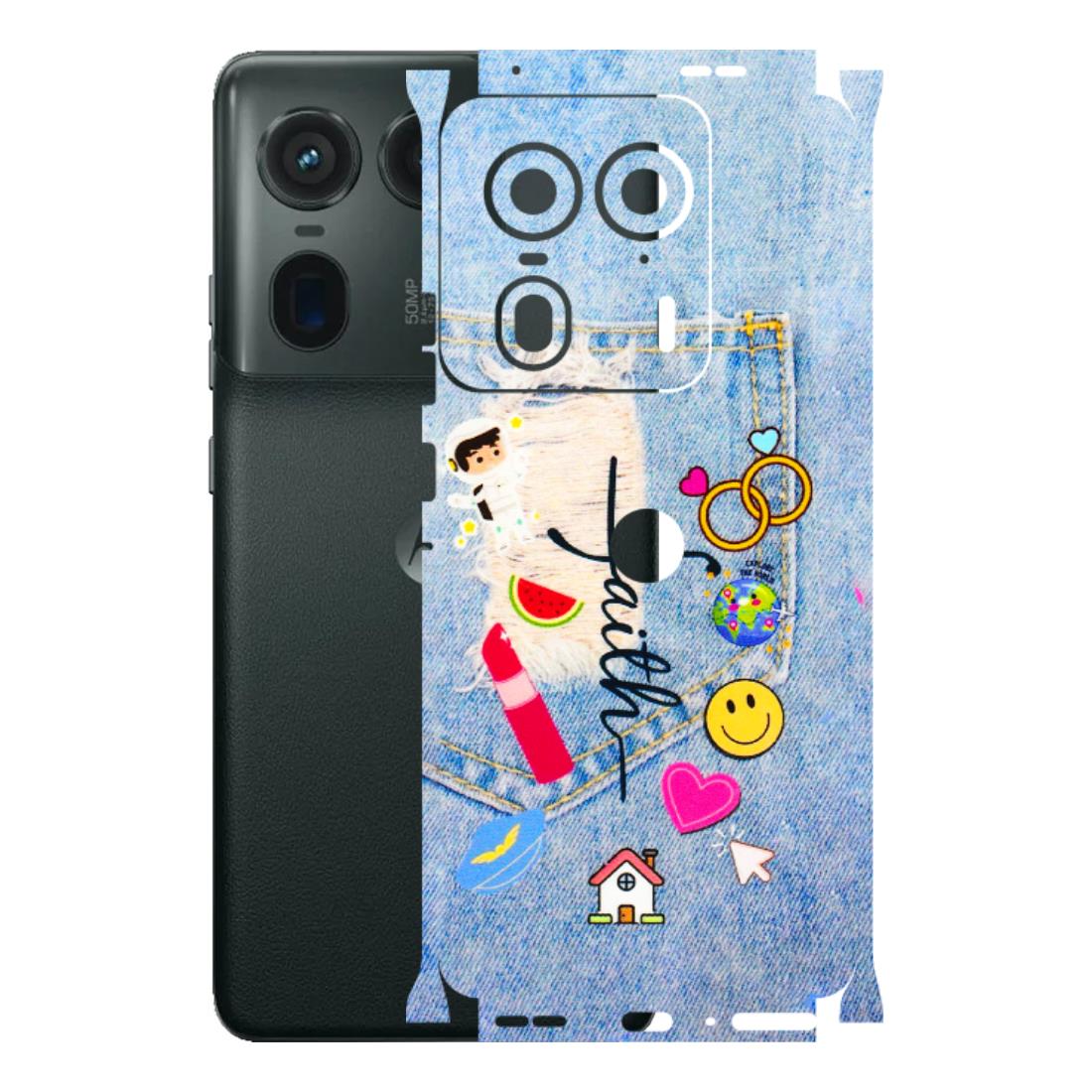 Motorola Phone Skins (All Models) - Denim Jeans Pocket - 3D Embossed Finish (L-134) Motorola Edge 50 Ultra (5G)