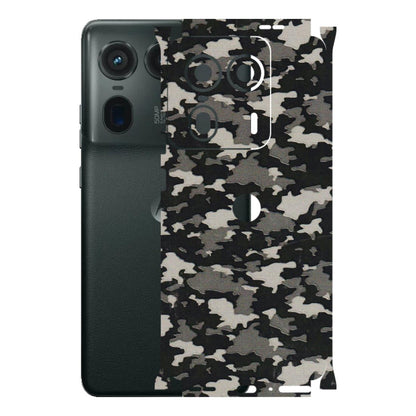 Motorola Phone Skins (All Models) - Black/Grey Camoflaunge - 3D Embossed Finish (L-142) Motorola Edge 50 Ultra (5G)