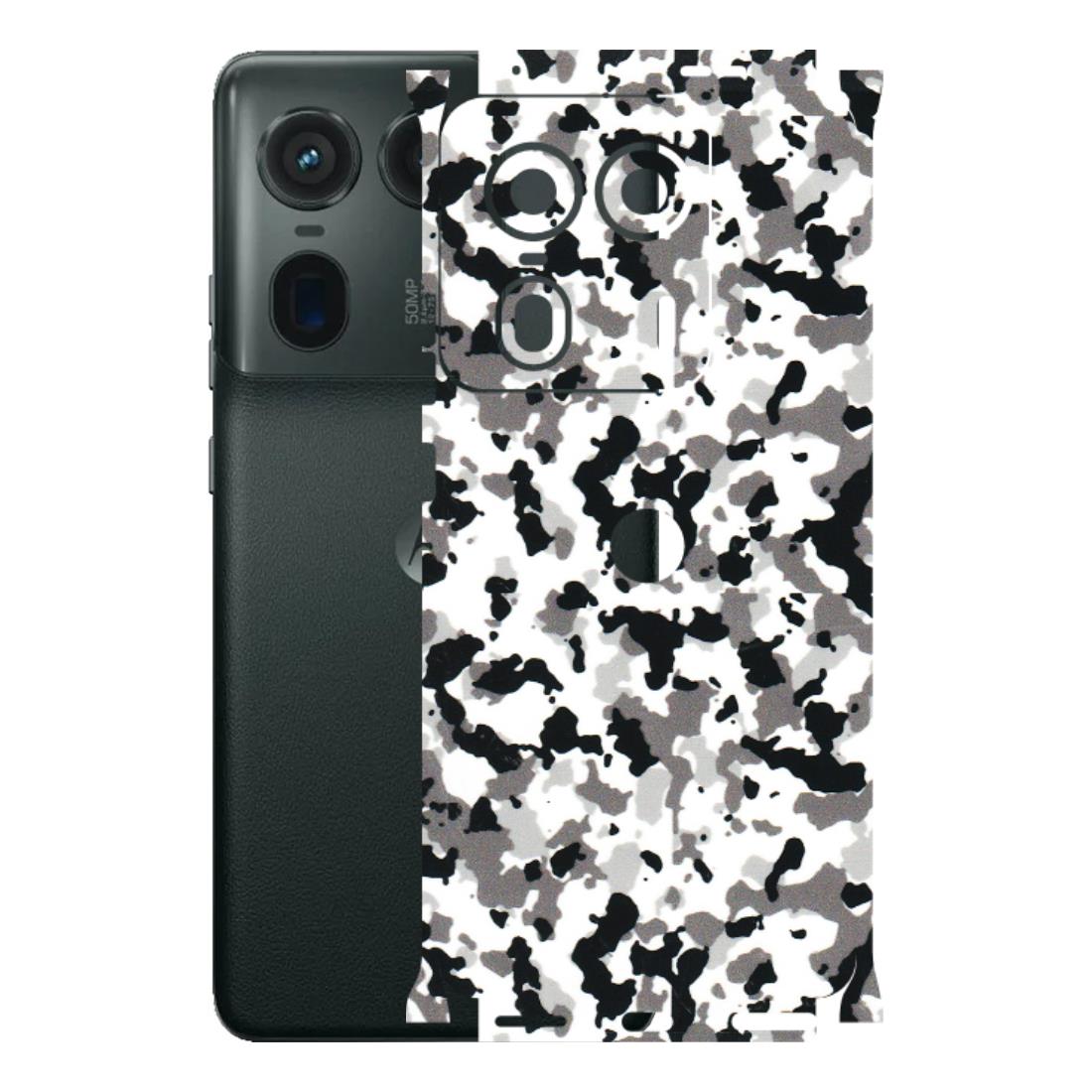 Motorola Phone Skins (All Models) - White Black Camouflage - 3D Embossed Finish (L-18) Motorola Edge 50 Ultra (5G)