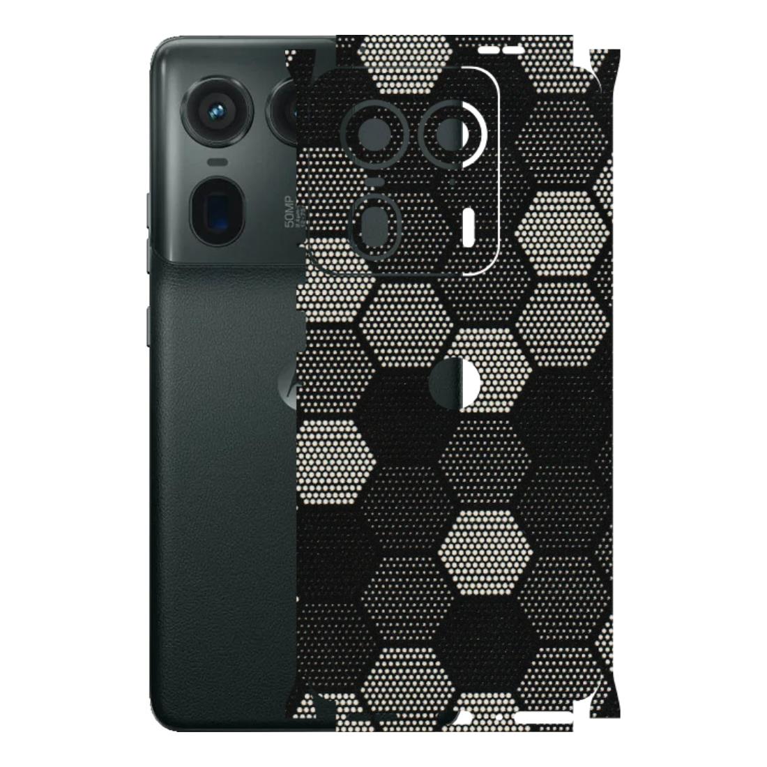 Motorola Phone Skins (All Models) - Black & White Dotted Honeycomb Texture - 3D Embossed Finish (L-202) Motorola Edge 50 Ultra (5G)