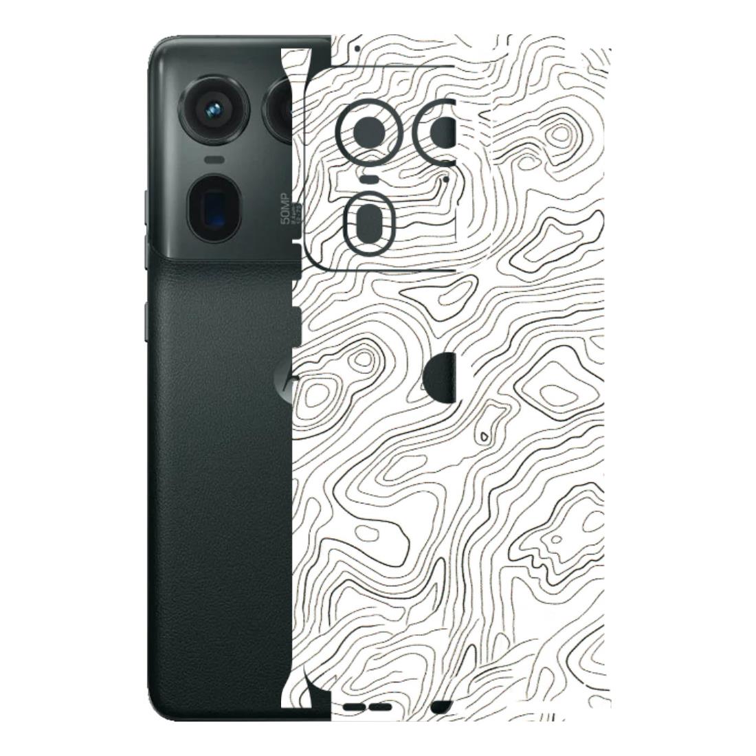 Motorola Phone Skins (All Models) - White Black Swirls - 3D Embossed Finish (L-219) Motorola Edge 50 Ultra (5G)
