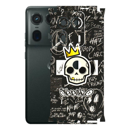 Motorola Phone Skins (All Models) - Funny Skull Black Chalk Grafitti - 3D Embossed Finish (L-22) Motorola Edge 50 Ultra (5G)