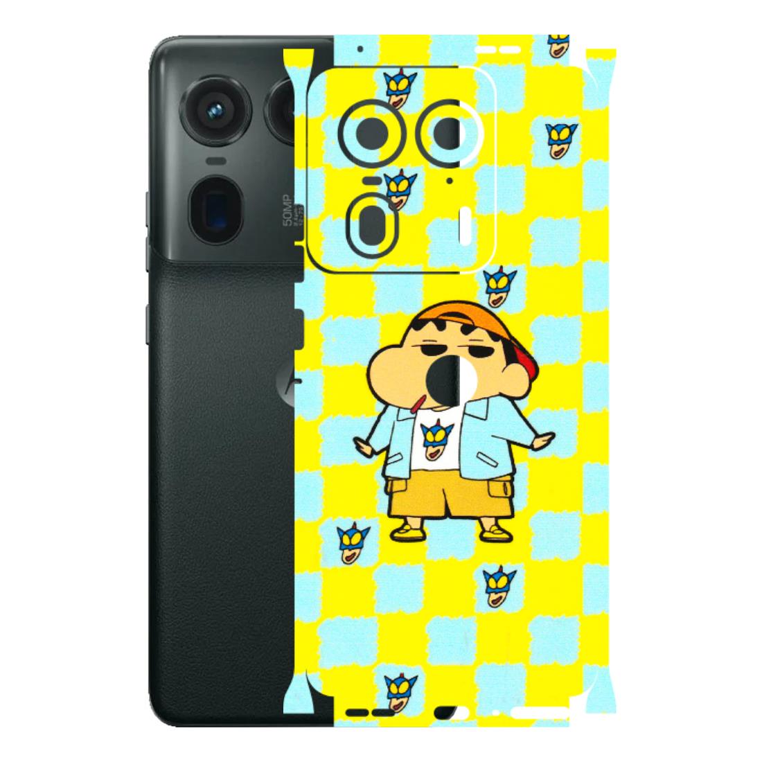 Motorola Phone Skins (All Models) - Yellow Blue Shinchan Cute - 3D Embossed Finish (L-221) Motorola Edge 50 Ultra (5G)