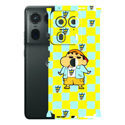 Motorola Phone Skins (All Models) - Yellow Blue Shinchan Cute - 3D Embossed Finish (L-221) Motorola Edge 50 Ultra (5G)