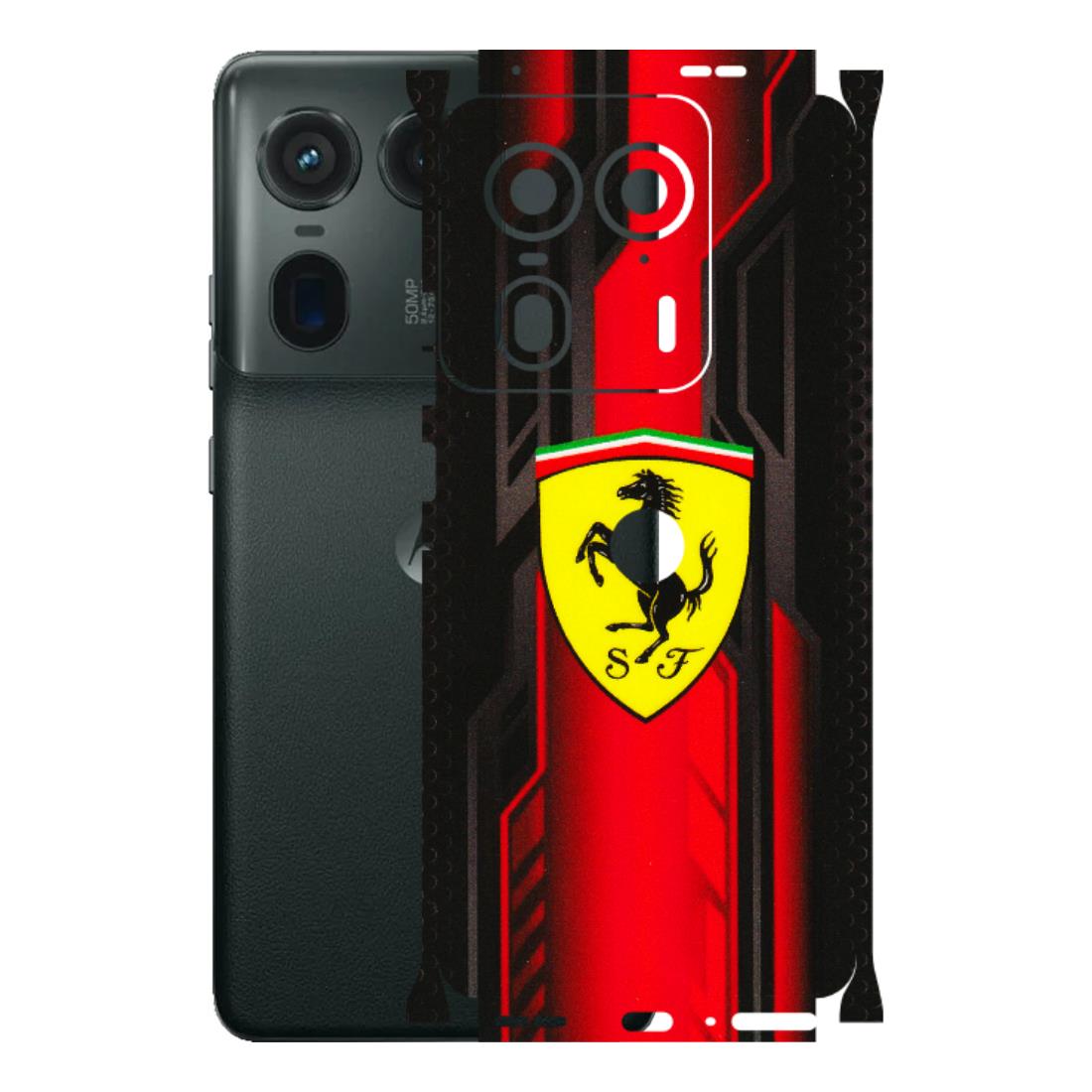 Motorola Phone Skins (All Models) - Black Ferrari Logo - 3D Embossed Finish (L-253) Motorola Edge 50 Ultra (5G)