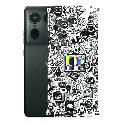 Motorola Phone Skins (All Models) - Doodles Positive Art - 3D Embossed Finish (L-263) Motorola Edge 50 Ultra (5G)