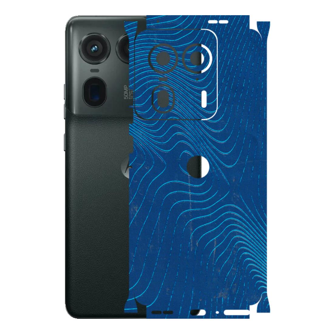 Motorola Phone Skins (All Models) - Abstract Blue Line Map - 3D Embossed Finish (L-272) Motorola Edge 50 Ultra (5G)
