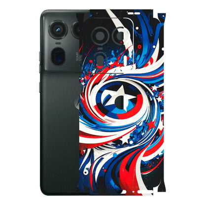 Motorola Phone Skins (All Models) - Captain America Logo - 3D Embossed Finish (L-307) Motorola Edge 50 Ultra (5G)