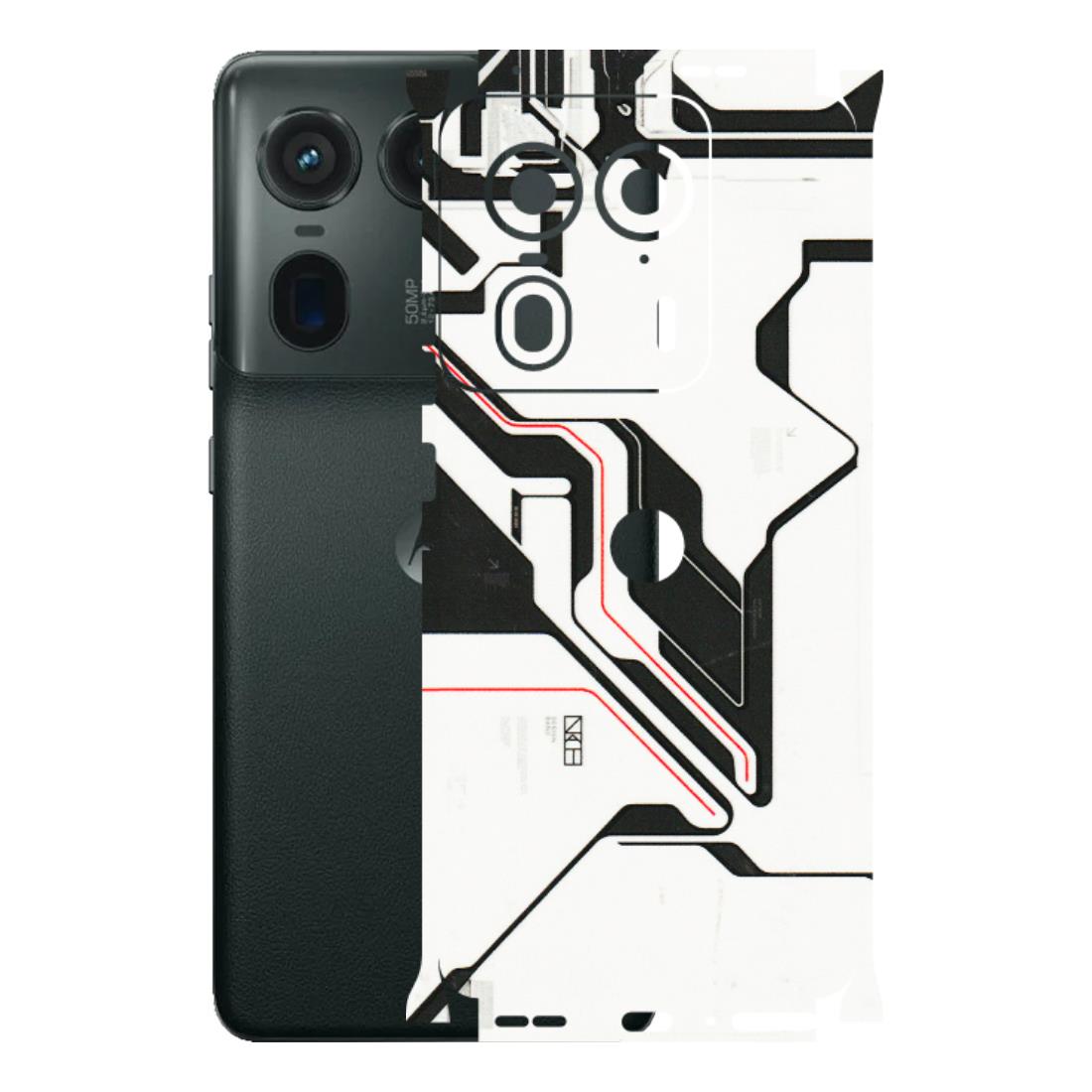 Motorola Phone Skins (All Models) - White Techy Logo - 3D Embossed Finish (L-312) Motorola Edge 50 Ultra (5G)