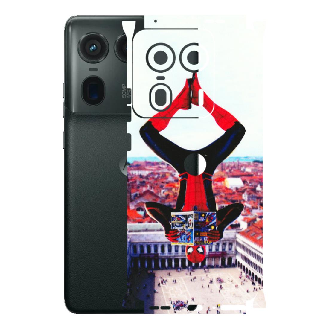 Motorola Phone Skins (All Models) - Spiderman Hanging - 3D Embossed Finish (L-53) Motorola Edge 50 Ultra (5G)