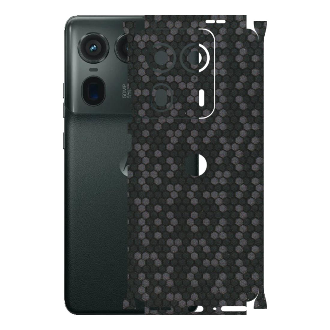 Motorola Phone Skins (All Models) - Black Grey Honeycomb Sober - 3D Embossed Finish (L-85) Motorola Edge 50 Ultra (5G)