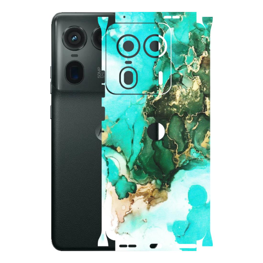 Motorola Phone Skins (All Models) - The Blue Gold Marble - Matte Finish (M-124) Motorola Edge 50 Ultra (5G)