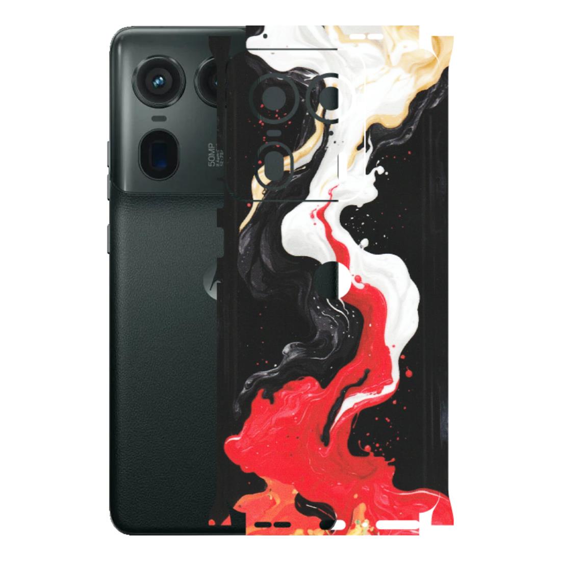 Motorola Phone Skins (All Models) - Black Red White Paint Splash Fusion - Matte Finish (M-56) Motorola Edge 50 Ultra (5G)