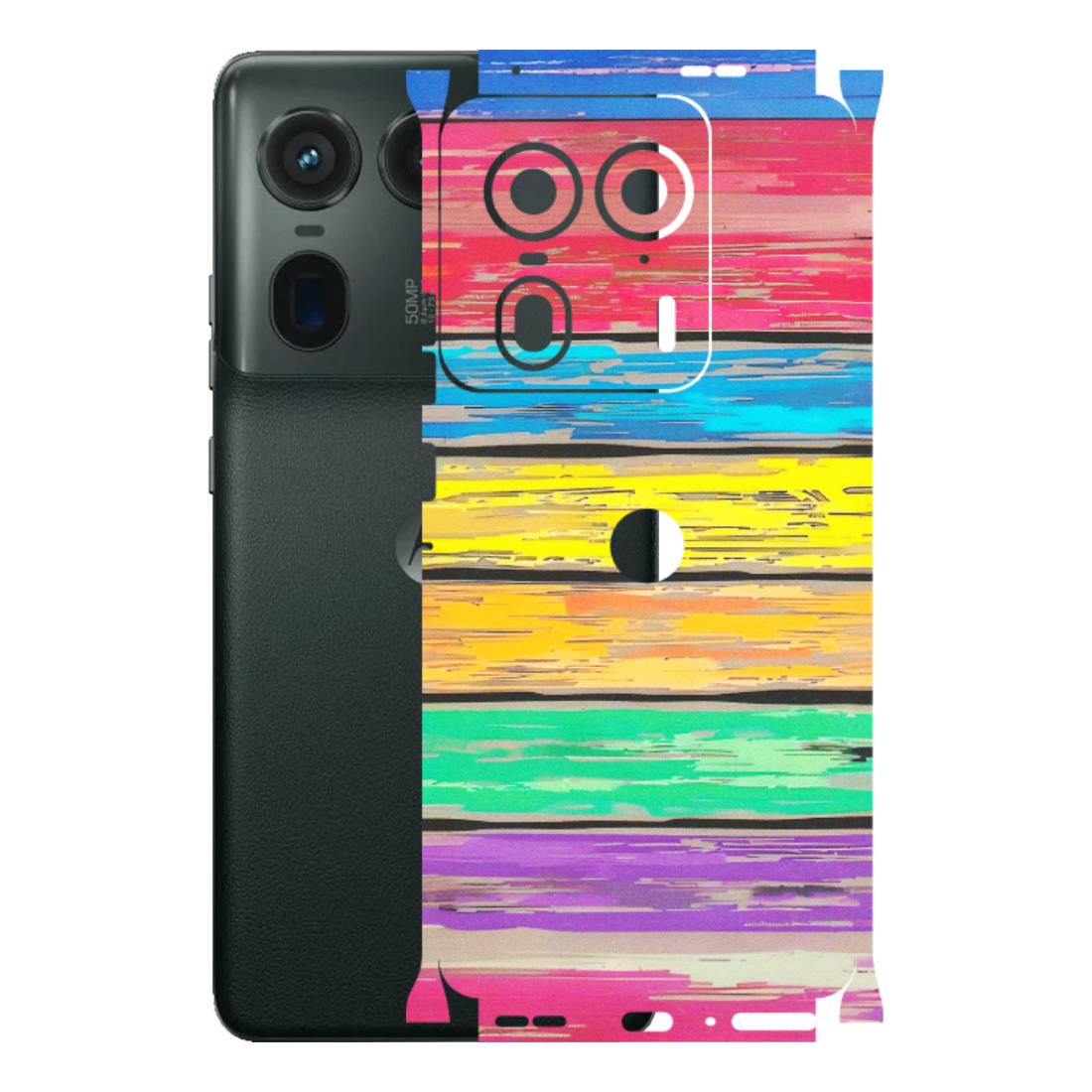 Motorola Phone Skins (All Models) - Multi Colour Wooden Wall - Matte Finish (M-96) Motorola Edge 50 Ultra (5G)