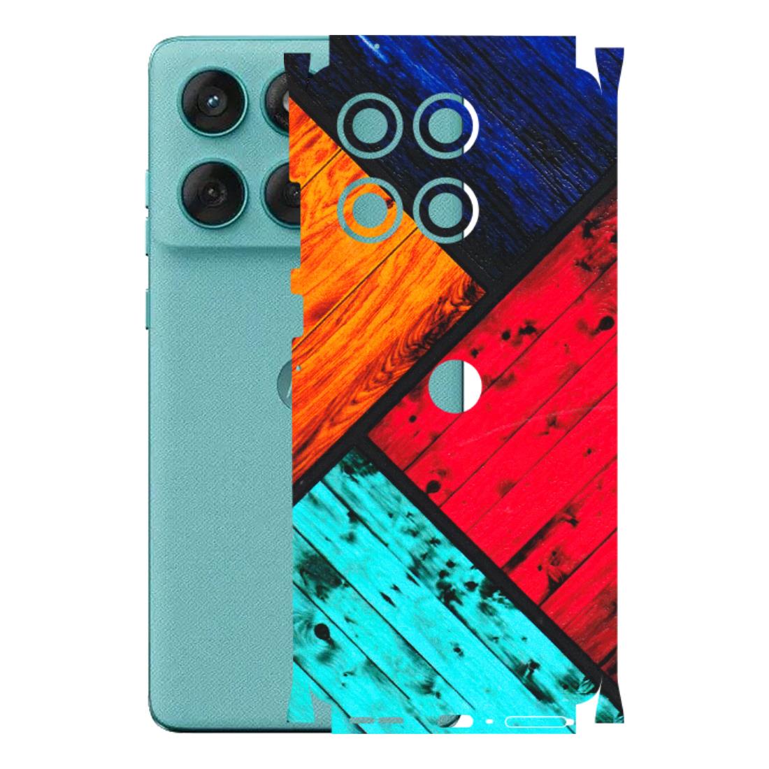 Motorola Phone Skins (All Models) - Colourful Wood Panels Abstract - 3D Embossed Finish (L-09) Motorola Edge 60 Fusion (5G)
