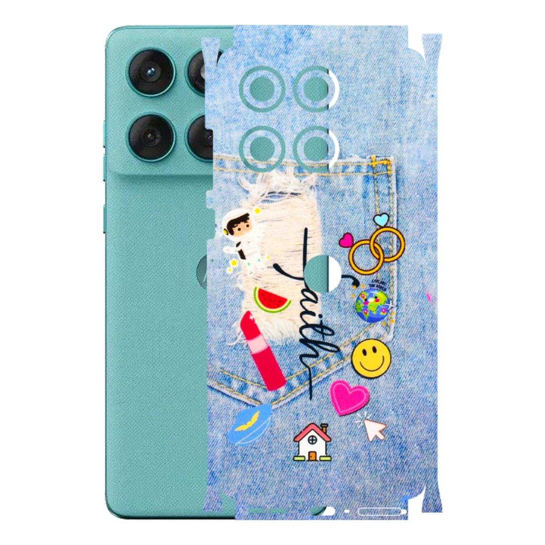 Motorola Phone Skins (All Models) - Denim Jeans Pocket - 3D Embossed Finish (L-134) Motorola Edge 60 Fusion (5G)