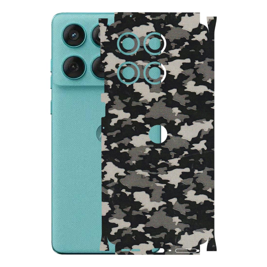 Motorola Phone Skins (All Models) - Black/Grey Camoflaunge - 3D Embossed Finish (L-142) Motorola Edge 60 Fusion (5G)