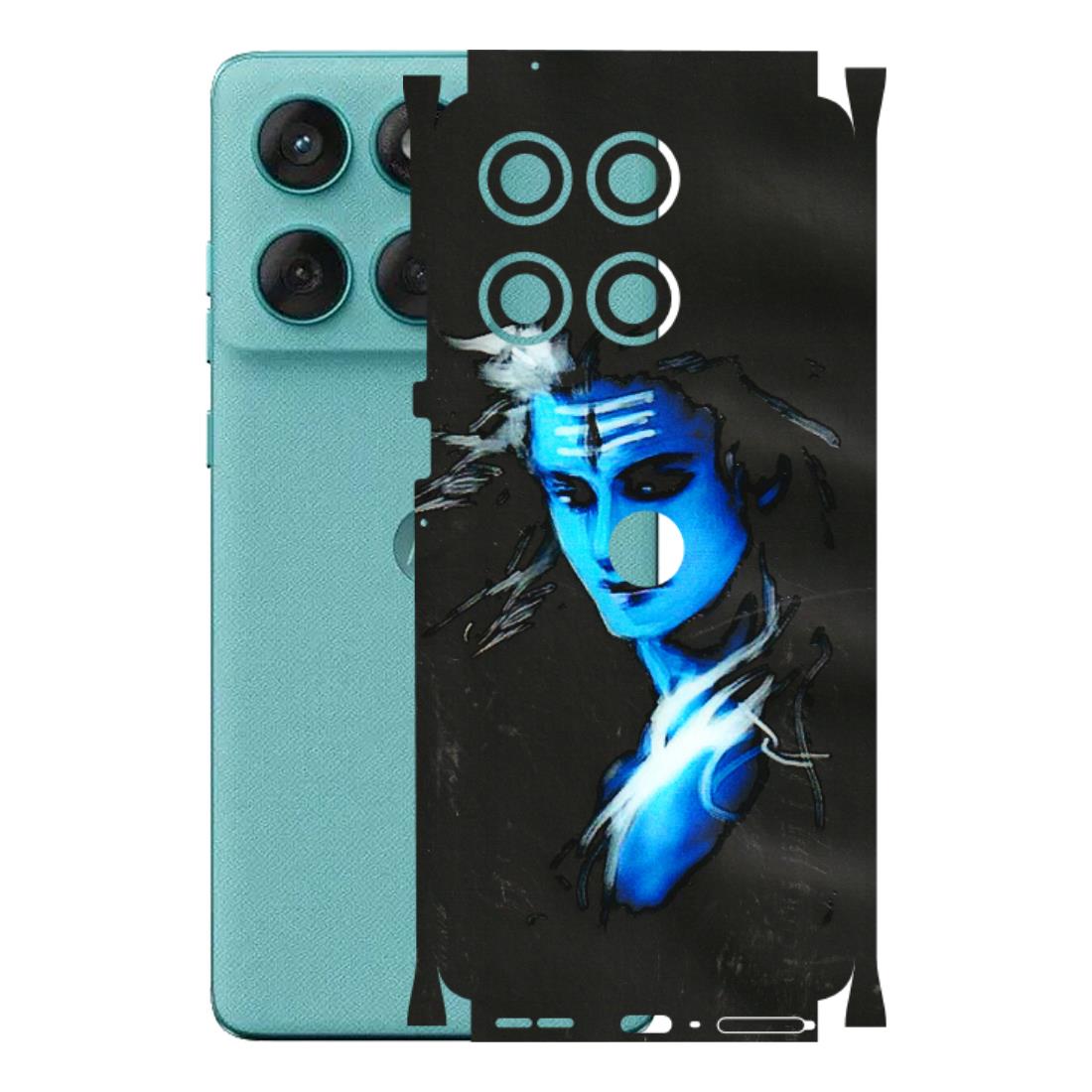 Motorola Phone Skins (All Models) - Har Har Mahadev Blue/Black - 3D Embossed Finish (L-185) Motorola Edge 60 Fusion (5G)