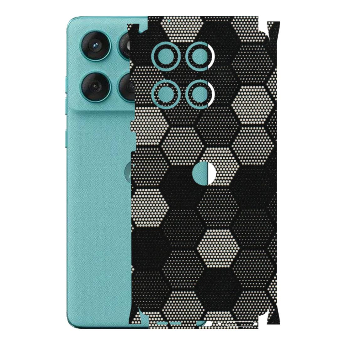 Motorola Phone Skins (All Models) - Black & White Dotted Honeycomb Texture - 3D Embossed Finish (L-202) Motorola Edge 60 Fusion (5G)