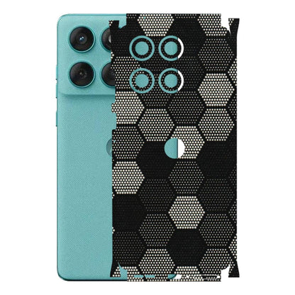 Motorola Phone Skins (All Models) - Black & White Dotted Honeycomb Texture - 3D Embossed Finish (L-202) Motorola Edge 60 Fusion (5G)