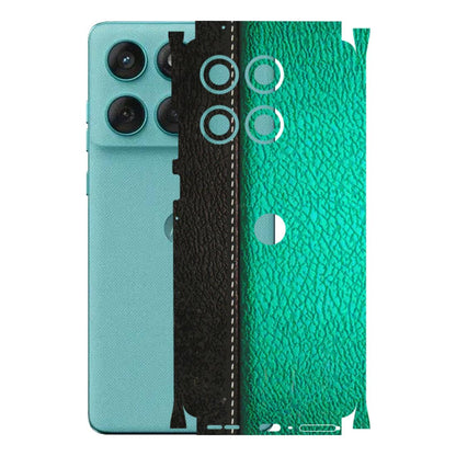 Motorola Phone Skins (All Models) - Black Green Dual Leather Stich - 3D Embossed Finish (L-233) Motorola Edge 60 Fusion (5G)