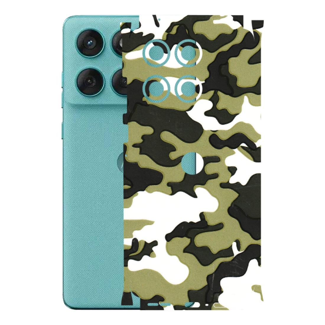 Motorola Phone Skins (All Models) - Camouflages White And Green - 3D Embossed Finish (L-243) Motorola Edge 60 Fusion (5G)