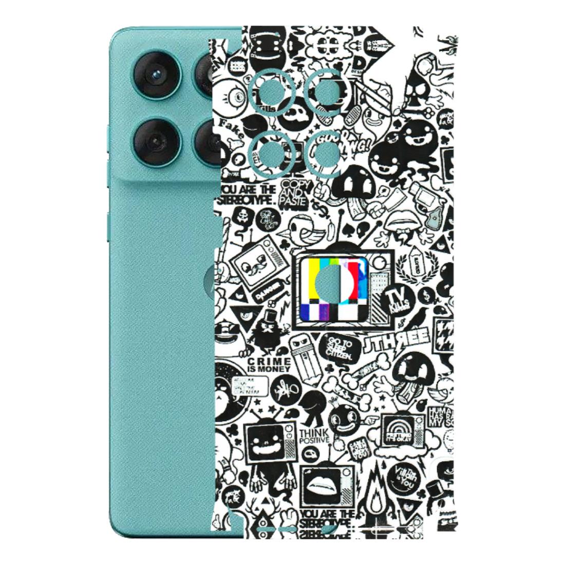 Motorola Phone Skins (All Models) - Doodles Positive Art - 3D Embossed Finish (L-263) Motorola Edge 60 Fusion (5G)