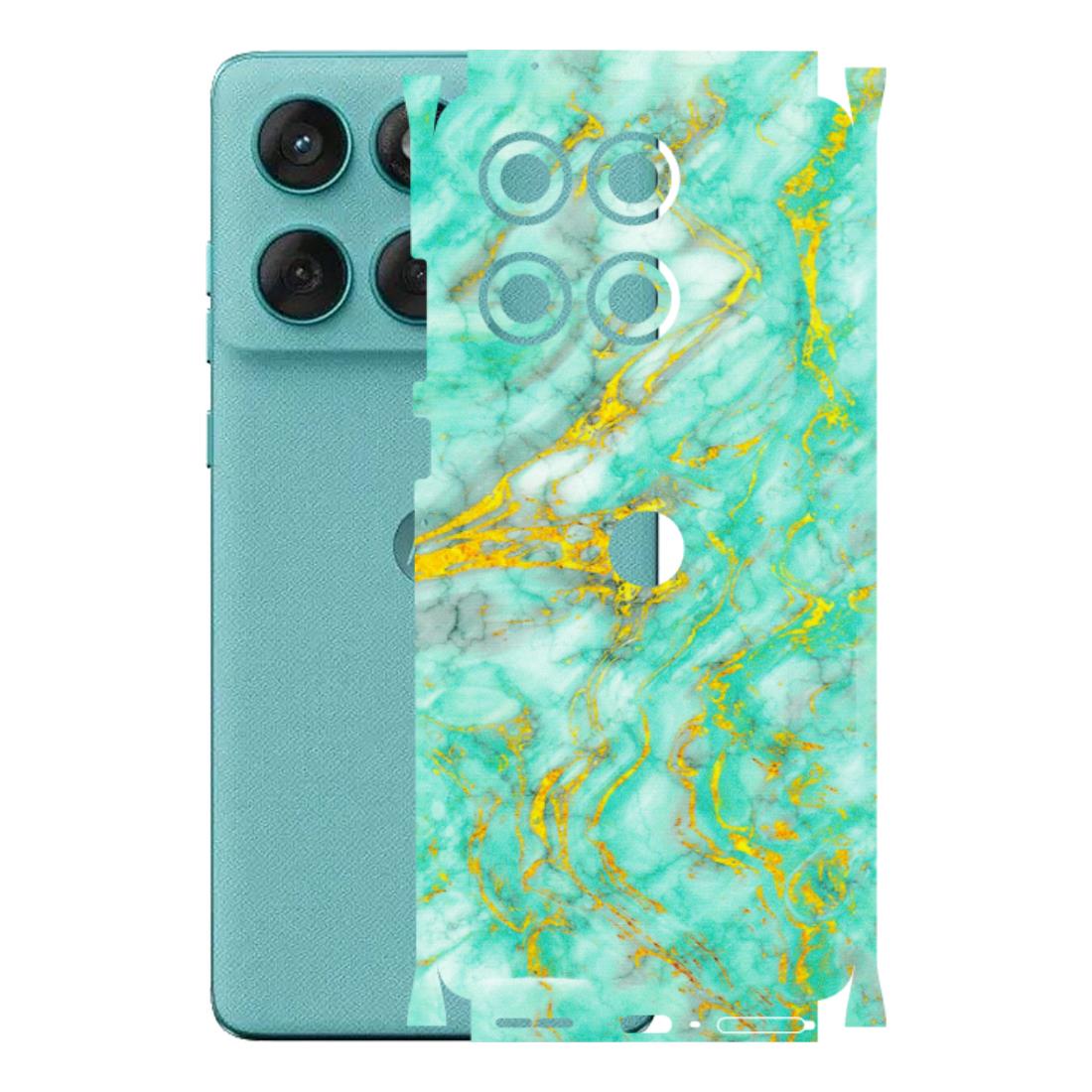 Motorola Phone Skins (All Models) - Green And Gold Marble Feel - Matte Finish (M-16) Motorola Edge 60 Fusion (5G)