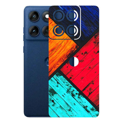 Motorola Phone Skins (All Models) - Colourful Wood Panels Abstract - 3D Embossed Finish (L-09) Motorola Edge 60