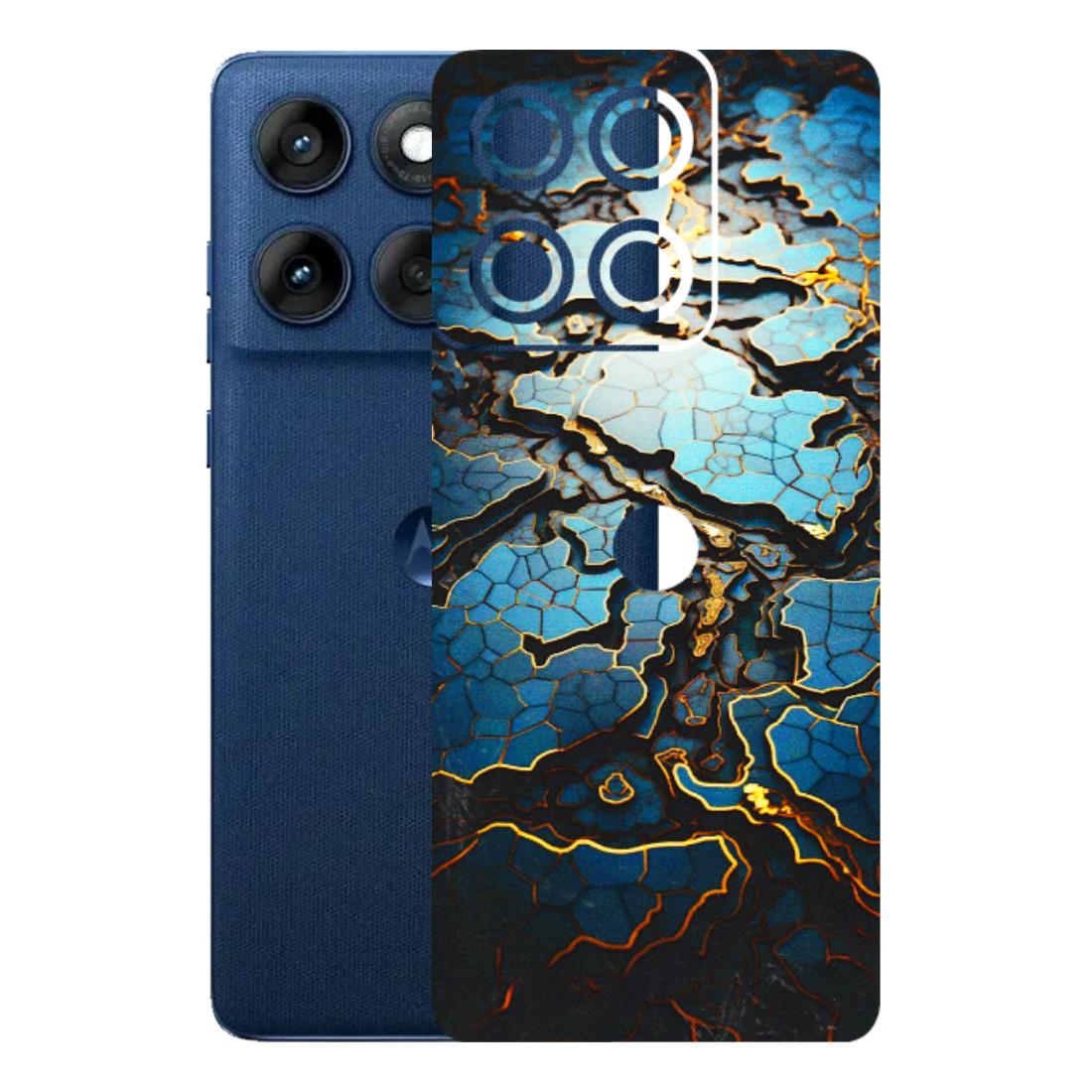 Motorola Phone Skins (All Models) - Blue Gold Abstract - 3D Embossed Finish (L-11) Motorola Edge 60