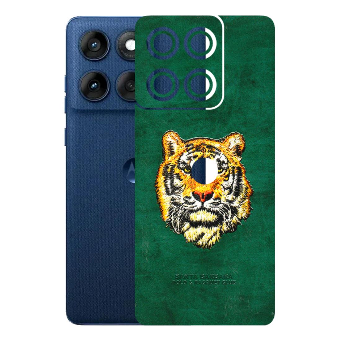 Motorola Phone Skins (All Models) - Leather Feel Tiger - 3D Embossed Finish (L-111) Motorola Edge 60