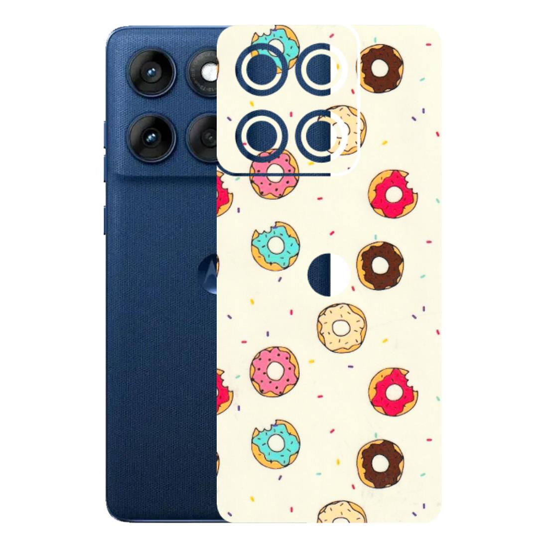 Motorola Phone Skins (All Models) - Mini Donuts Doodle Art - 3D Embossed Finish (L-122) Motorola Edge 60