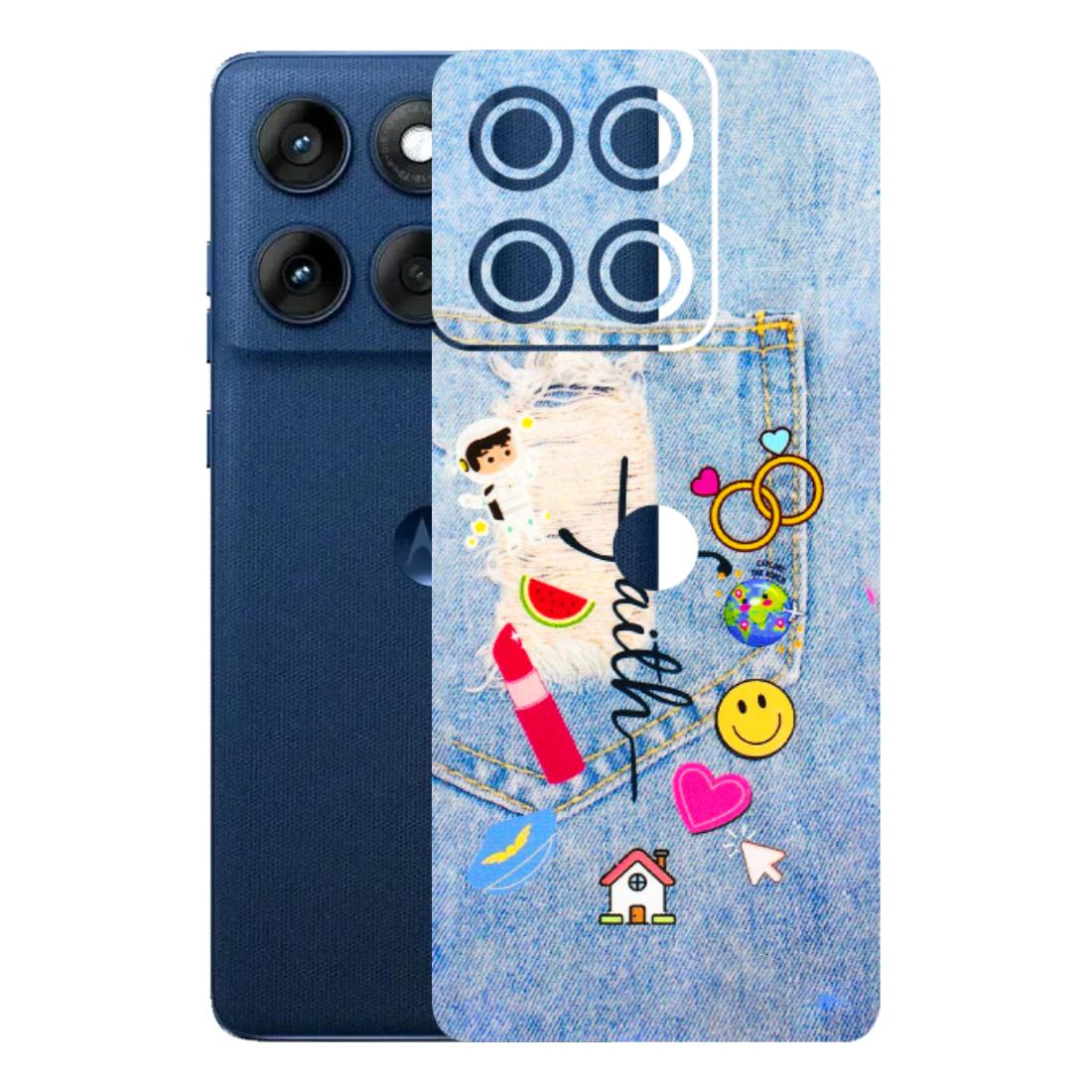 Motorola Phone Skins (All Models) - Denim Jeans Pocket - 3D Embossed Finish (L-134) Motorola Edge 60