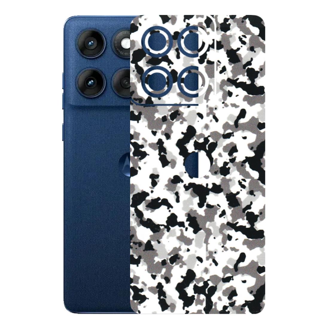 Motorola Phone Skins (All Models) - White Black Camouflage - 3D Embossed Finish (L-18) Motorola Edge 60