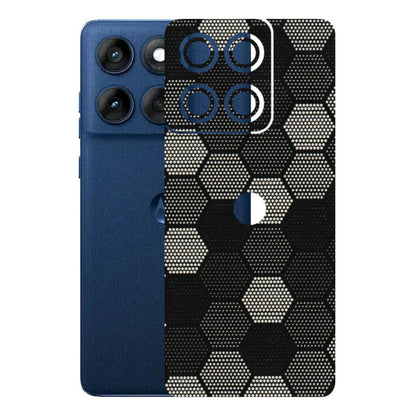 Motorola Phone Skins (All Models) - Black & White Dotted Honeycomb Texture - 3D Embossed Finish (L-202) Motorola Edge 60