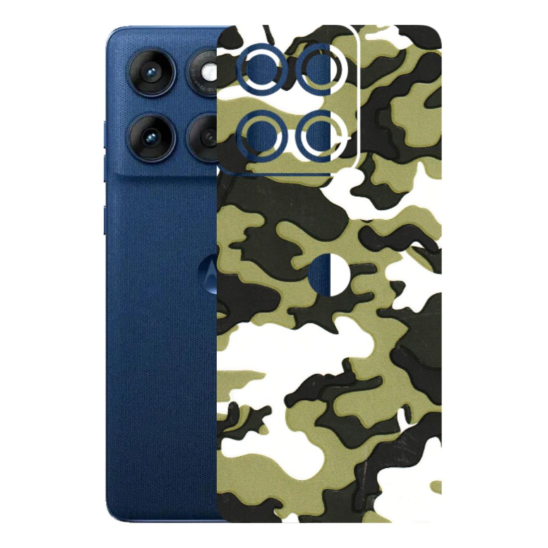Motorola Phone Skins (All Models) - Camouflages White And Green - 3D Embossed Finish (L-243) Motorola Edge 60