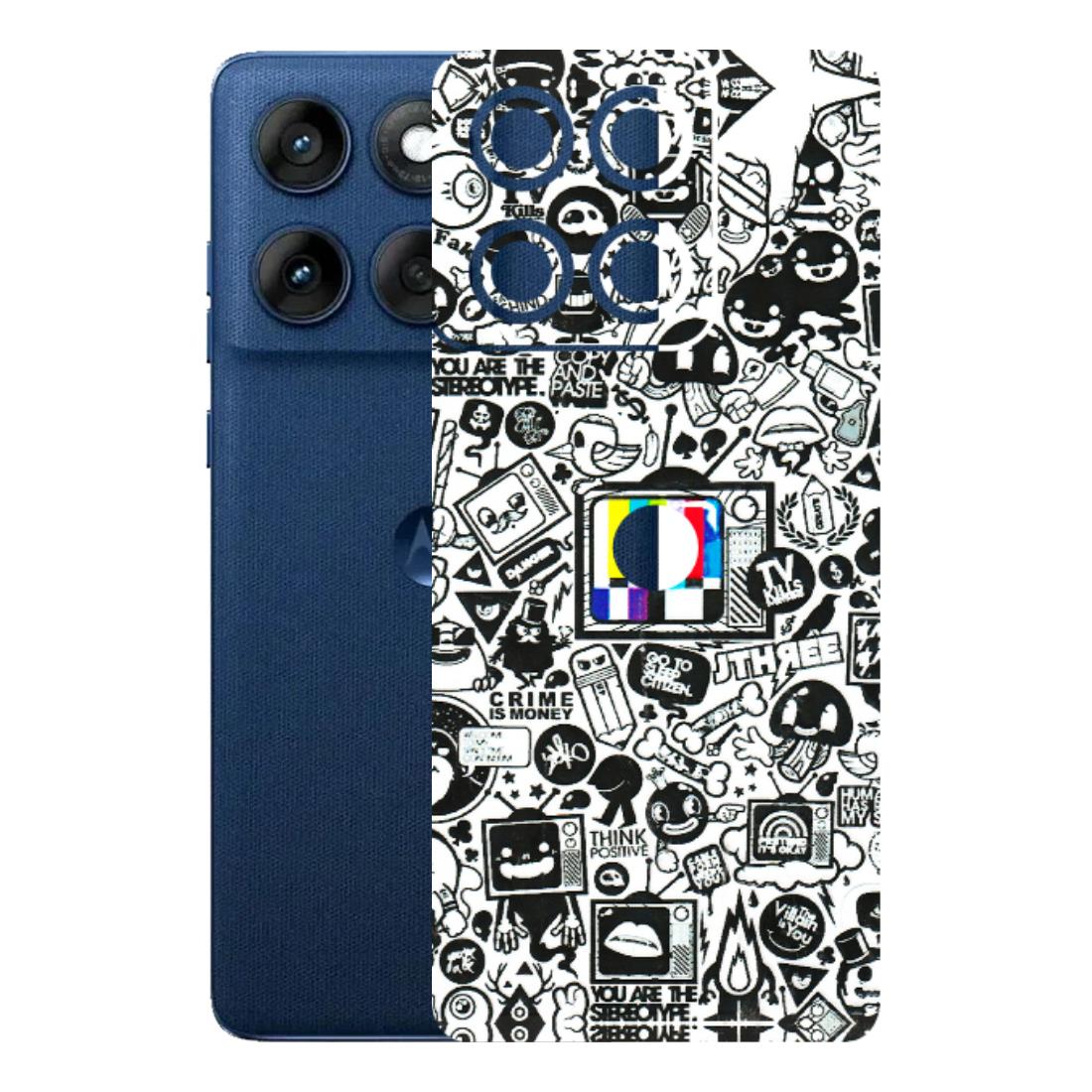 Motorola Phone Skins (All Models) - Doodles Positive Art - 3D Embossed Finish (L-263) Motorola Edge 60