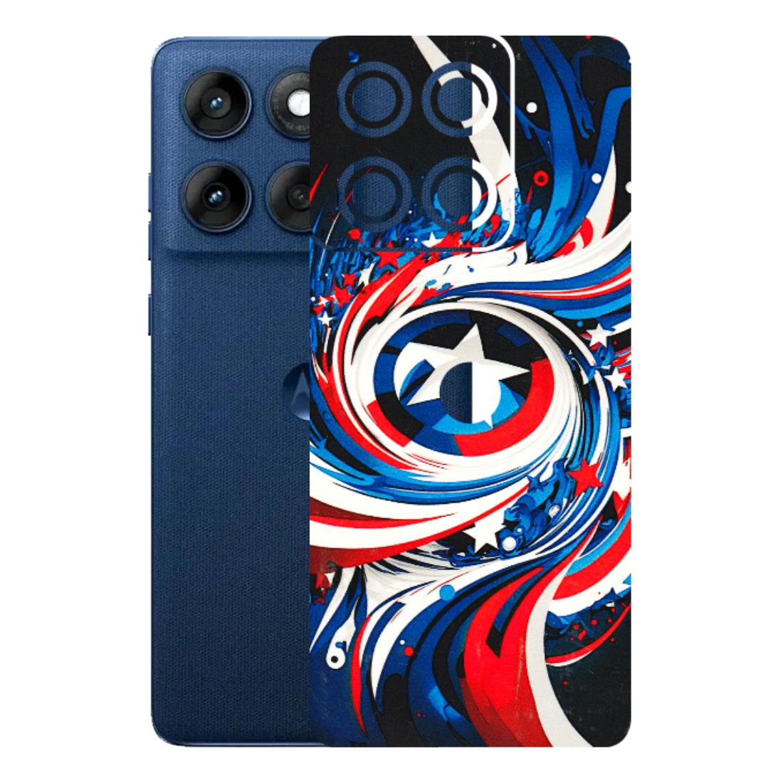 Motorola Phone Skins (All Models) - Captain America Logo - 3D Embossed Finish (L-307) Motorola Edge 60