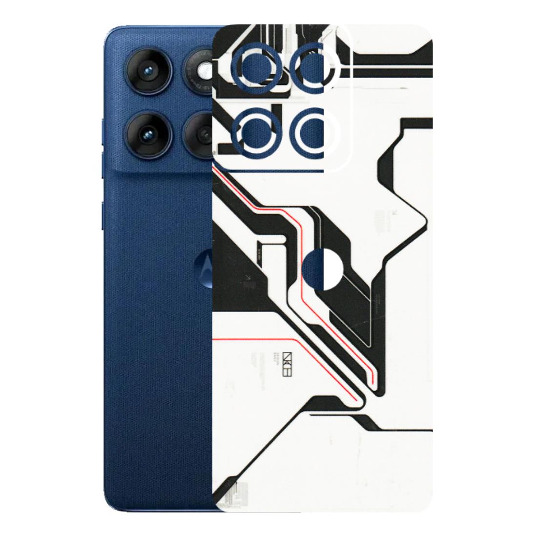 Motorola Phone Skins (All Models) - White Techy Logo - 3D Embossed Finish (L-312) Motorola Edge 60