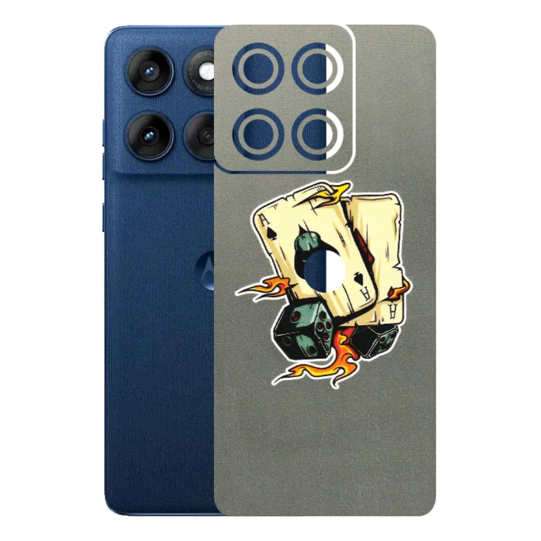 Motorola Phone Skins (All Models) - Grey Cards Of Ace - 3D Embossed Finish (L-77) Motorola Edge 60