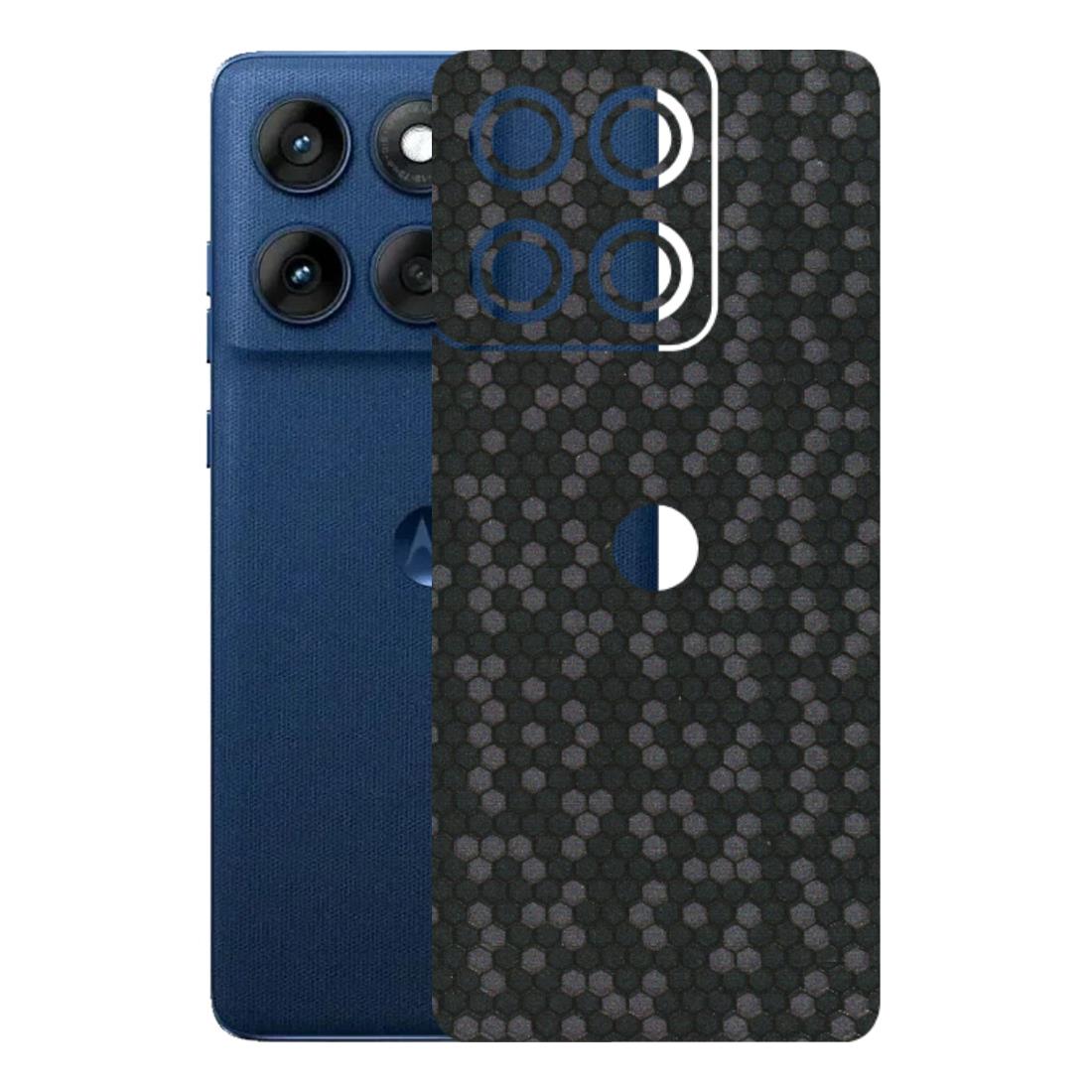 Motorola Phone Skins (All Models) - Black Grey Honeycomb Sober - 3D Embossed Finish (L-85) Motorola Edge 60