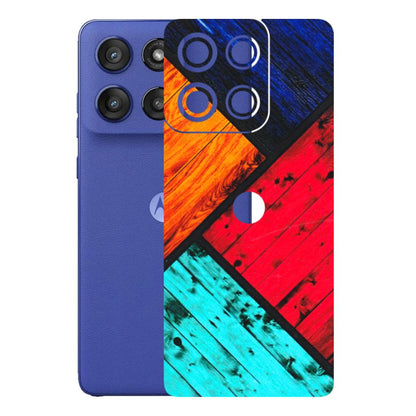 Motorola Phone Skins (All Models) - Colourful Wood Panels Abstract - 3D Embossed Finish (L-09) Motorola Edge 60 Stylus