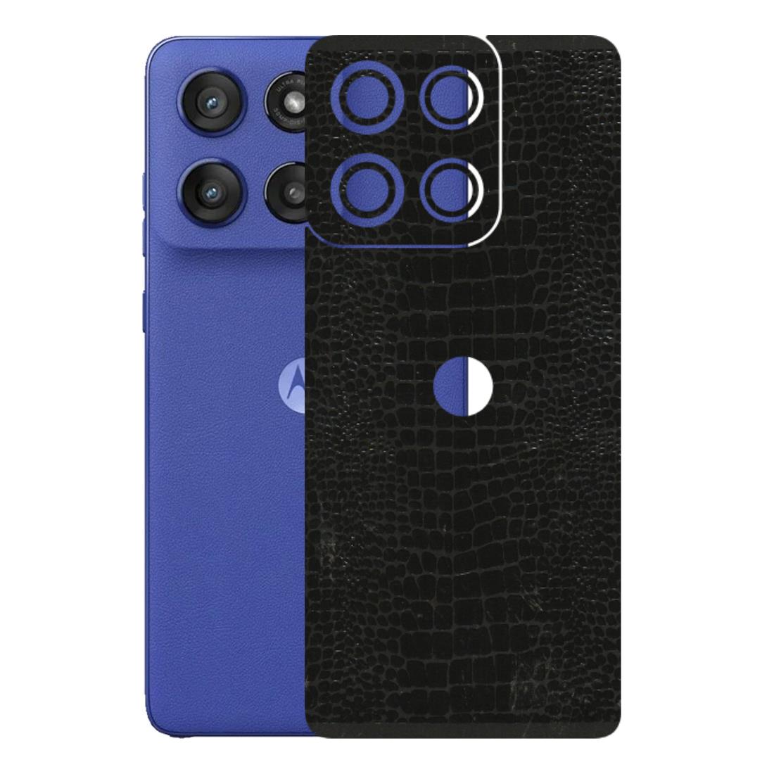Motorola Phone Skins (All Models) - Snake Leather Black - 3D Embossed Finish (L-107) Motorola Edge 60 Stylus