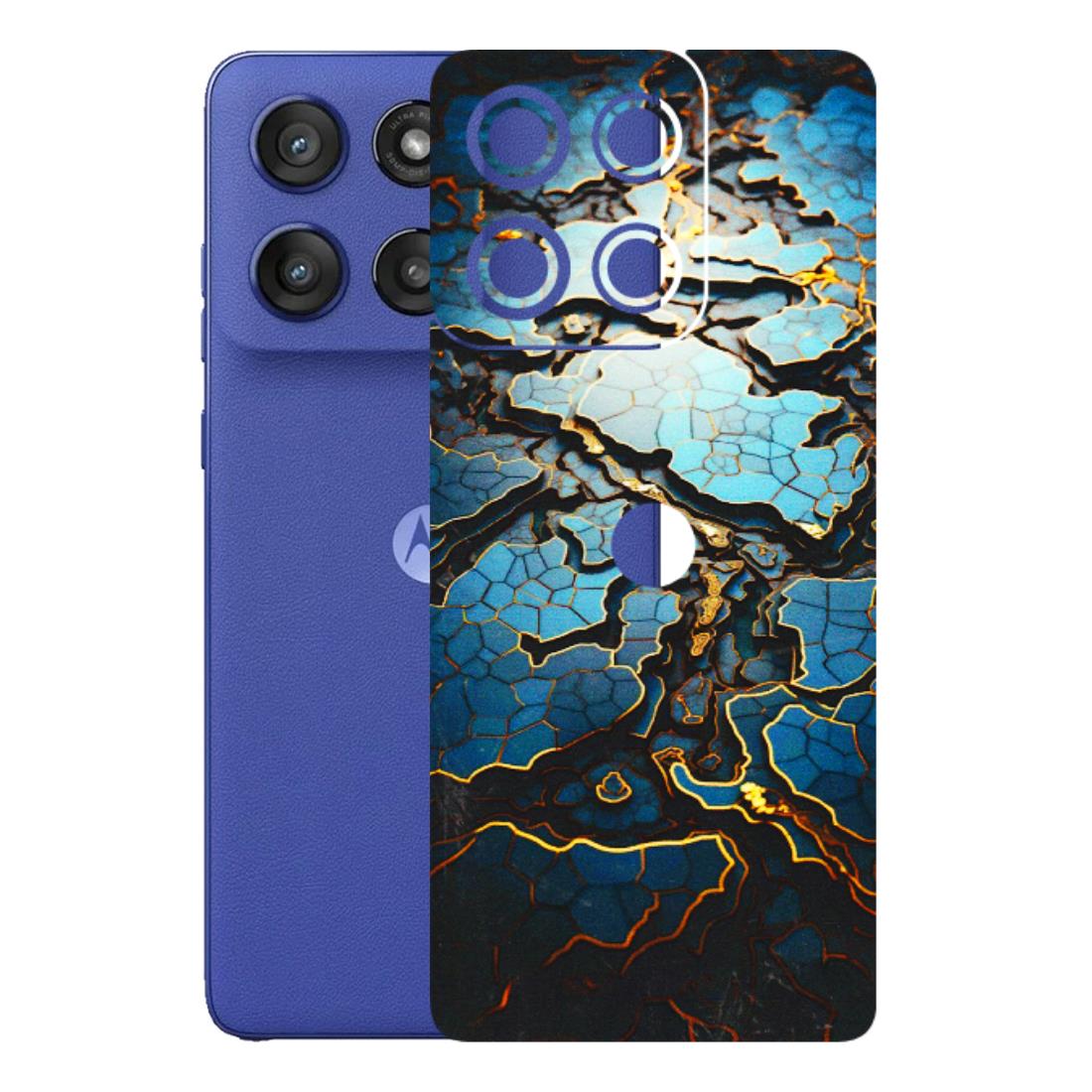 Motorola Phone Skins (All Models) - Blue Gold Abstract - 3D Embossed Finish (L-11) Motorola Edge 60 Stylus