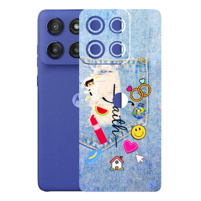 Motorola Phone Skins (All Models) - Denim Jeans Pocket - 3D Embossed Finish (L-134) Motorola Edge 60 Stylus