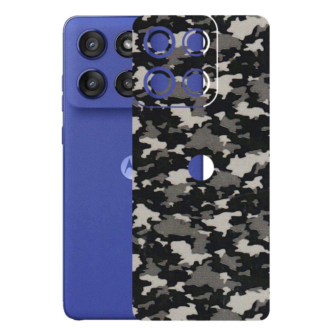 Motorola Phone Skins (All Models) - Black/Grey Camoflaunge - 3D Embossed Finish (L-142) Motorola Edge 60 Stylus