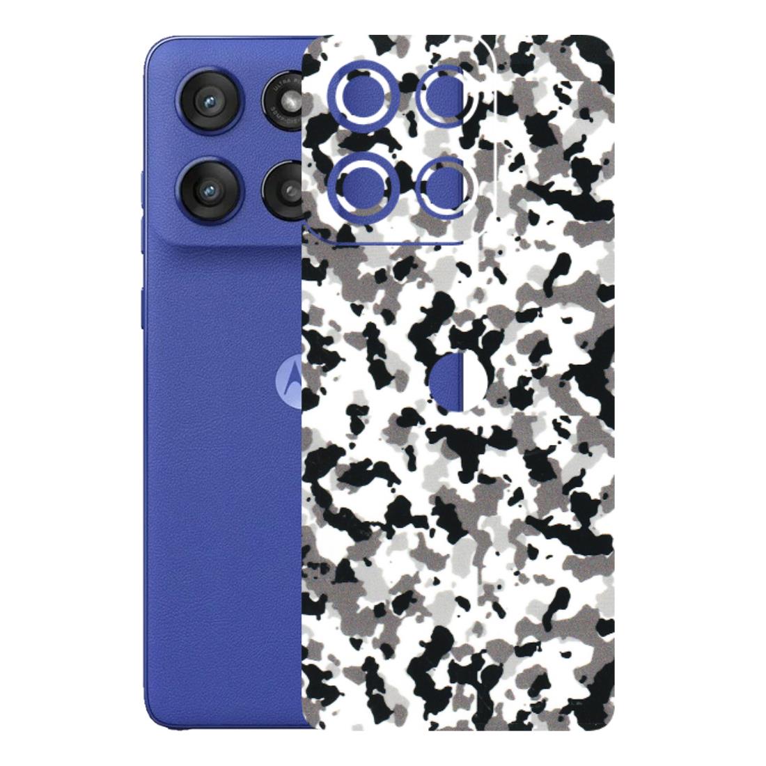 Motorola Phone Skins (All Models) - White Black Camouflage - 3D Embossed Finish (L-18) Motorola Edge 60 Stylus