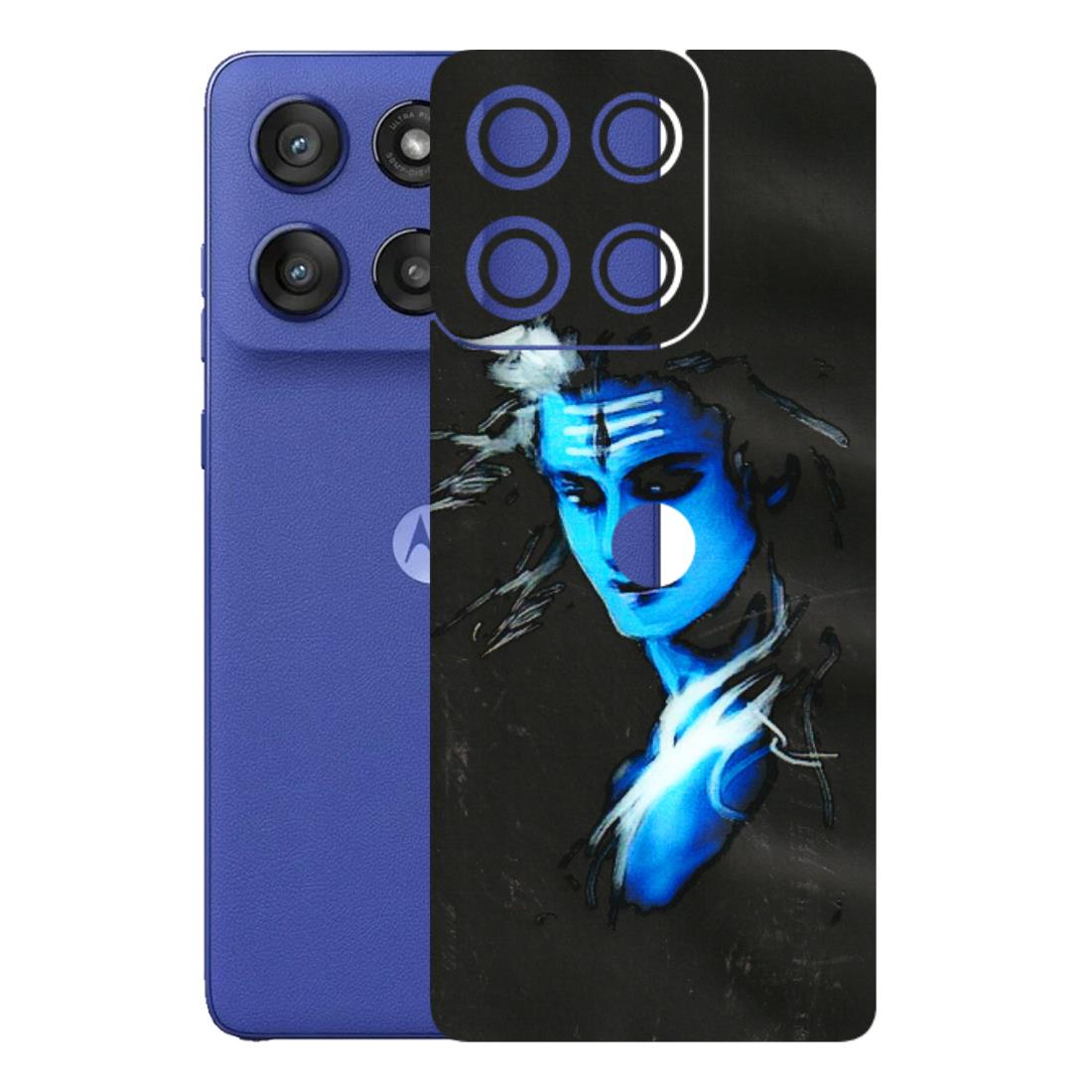 Motorola Phone Skins (All Models) - Har Har Mahadev Blue/Black - 3D Embossed Finish (L-185) Motorola Edge 60 Stylus